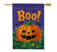 Bandiera da giardino con zucca di Halloween, viola Boo! Sorridente Jack-o'-Lantern, decorazione per esterni su entrambi i lati, decorazione autunnale per prato per feste di festa, 71 x 101 cm