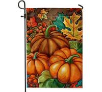 Bandiera da giardino con zucca e raccolta autunnale, decorazione per la casa e per esterni, bandiera da giardino in iuta su entrambi i lati, decorazione autunnale 30,5 x 45,7 cm