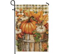 Bandiera da giardino con zucche autunnali e bianche, decorazione per il Ringraziamento, decorazione per esterni su entrambi i lati, 30,5 x 45,7 cm