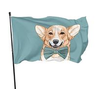 Bandiera da giardino Corgi Gentlemanly Dog con simpatico papillon bandiera in poliestere con 2 occhielli in ottone Banner bandiera da giardino a prova di sbiadimento e colori vivaci 3x5 Ft