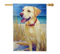 Bandiera da giardino costiera estiva, bandiera gialla Labrador Retriever Dog Art Outdoor Decor Banner, bandiera da cortile a doppia faccia decorazione per amanti degli animali 71 x 101 cm