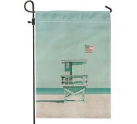 Bandiera da giardino costiero moderna per spiaggia, estate, primavera, giardino, torre di soccorritore, bandiera da cortile, bandiera vintage a forma di onda marina, decorazione per feste di vacanza