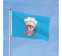Bandiera Da Giardino Cute Bakery Chef Girl Cooking Smile Bandiere Decorative Colore Vivido Bandiera Da Cortile Durevole Garden Flag Per Feste Esterno Festival 90X152CM