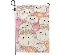 Bandiera Da Giardino Cute Pumpkin Peach Smiling Pumpkins Garden Flag Impermeabile Bandiera Verticale Premium Bandiere Decorative Per Esterno Feste Festival 30X45CM