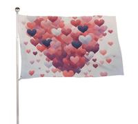 Bandiera da giardino da 119,4 x 177,8 cm per esterni, molti cuori, bandiera per San Valentino, festa di San Valentino, bandiera grande con occhielli in ottone resistente allo sbiadimento, bandiera