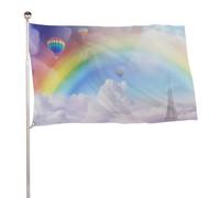 Bandiera da giardino da 152,4 x 243,8 cm, per esterni, a prova di sbiadimento, bandiera decorativa da cortile, arcobaleno da sogno, grande bandiera con occhielli in ottone, striscione resistente per