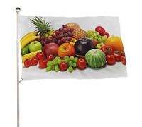 Bandiera da giardino da 152,4 x 243,8 cm, per esterni, a prova di sbiadimento, bandiera decorativa da cortile, varietà di verdure fresche e frutta, grande bandiera con occhielli in ottone, striscione