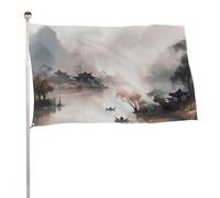 Bandiera da giardino da 152,4 x 243,8 cm, per esterni, romantica, vista fiume, bandiera grande con occhielli in ottone, resistente allo sbiadimento, bandiera esterna per la decorazione della casa
