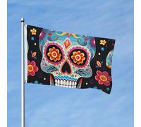 Bandiera da giardino da 3 x 1,5 m, bandiera per esterni, bandiera verticale su entrambi i lati, teschi di zucchero, per tutte le condizioni atmosferiche, per cortile, decorazione esterna per vacanze