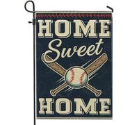 Bandiera da giardino da baseball, con pipistrelli sportivi casual, testo nessuno blu navy su entrambi i lati, piccola bandiera da giardino per esterni, patio, prato, portico anteriore, balcone, 30,5 x