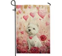 Bandiera da giardino d'amore per San Valentino, palloncini a forma di cuore di pesca e rosa, bandiera decorativa da esterno double face in iuta per feste e celebrazioni