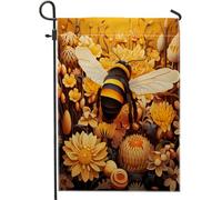 Bandiera da giardino d'api miele animali fioriti pianta primavera retrò rustico carino pannello arancione decorazione casa decorazione parete esterna patio giardino interno qualità superiore