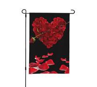 Bandiera da giardino decorativa a forma di cuore con petali floreali, 30,5 x 45,7 cm, adatta per terrazze e balconi