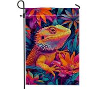 Bandiera da giardino del drago barbuto vibrante decorazione floreale rettile colorato per la casa banner per prato all'aperto su due lati per la decorazione estiva