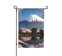Bandiera da giardino del Monte Fuji all'inizio della primavera, 30,5 x 45,7 cm. Decorazione da esterno luminosa su entrambi i lati porta un po' di divertimento al tuo giardino.