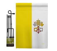 Bandiera da giardino della Città del Vaticano Set con Stand Nazione Regionale Internazionale Mondo Paese Particolare Area Decorazione della Casa Banner Piccolo 32 cm*48 cm