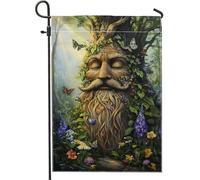 Bandiera da giardino della foresta incantata, striscione da giardino con albero verde e farfalle, decorazione artistica su entrambi i lati, decorazione per esterni, ideale per la primavera e l'estate
