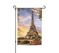Bandiera da giardino della Torre Eiffel Parigi 30,5 x 45,7 cm Primavera Estate Autunno Inverno Bandiere Stagionali Bandiere Bifacciali Festività Banner Outdoor Indoor Yard Bandiera per Decorazioni