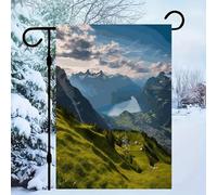 Bandiera da giardino delle Alpi svizzere, unica per tutte le stagioni, resistente allo sbiadimento, squisita decorazione per festival, bandiere da giardino alla moda, banner di sfondo per cortile, p