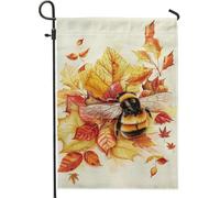 Bandiera da giardino delle api autunnali con foglie autunnali e api, decorazione per patio da esterno in iuta double face, decorazione per prato stagionale, 30,5 x 45,7 cm