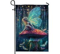 Bandiera da giardino delle fate, colorata e luminosa di notte, bandiera decorativa per la casa, bandiera magica su entrambi i lati, per esterni e prato, incantevole decorazione stagionale, 30,5 x 45,7