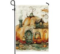Bandiera da giardino delle fate con zucca autunnale, decorazione per la casa e il giardino, decorazione per la casa su entrambi i lati, decorazione per prato all'aperto 30,5 x 45,7 cm