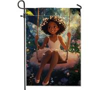 Bandiera da giardino delle fate, striscione multicolore floreale per la decorazione della casa, bandiera su entrambi i lati in iuta per esterni, decorazione da giardino incantata autunnale 30,5 x 45,7