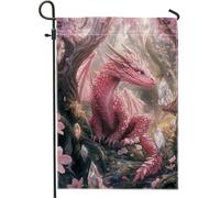 Bandiera da giardino delle fiabe, bandiera decorativa per la casa con drago fantasy pesca, decorazione per la casa, decorazione per prato esterno primaverile estivo per vacanze e feste, 30 x 45 cm