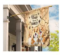 Bandiera Da Giardino Deluxe Bandiera Da Cortile Durevole Bandiere All'Aperto Decorazione Per Patio Interni Esterni Corgis Tracked Wall In This We Are Family S