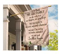 Bandiera Da Giardino Deluxe Bandiere All'Aperto Vintage Bandiera Da Cortile Decorazione Per Esterni Cortile Giardino Siamo Una Famiglia, Ci Divertiamo E Diamo Seconde Possibilità In Questo S