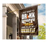 Bandiera Da Giardino Deluxe Bandiere Pirati Multicolore Bandiere All'Aperto Decorazione Per Patio Interni Esterni Ukulele Voglio Solo Bere E Suonare Il Mio Ukulele M