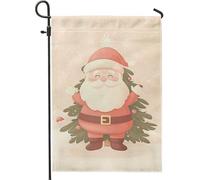 Bandiera da giardino di Babbo Natale, bandiera rossa natalizia per esterni, striscione da cortile in iuta su entrambi i lati per vacanze invernali, decorazione natalizia per prato 30,5 x 45,7 cm