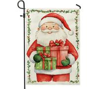 Bandiera da giardino di Babbo Natale, bandiere rosse per le vacanze, bandiera da giardino su entrambi i lati per esterni per la stagione invernale, decorazione natalizia per portico 30,5 x 45,7 cm