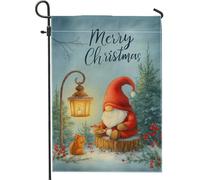 Bandiera da giardino di Babbo Natale, lanterna fantasiosa di Natale volpe natalizia in iuta rossa su entrambi i lati, bandiere decorative per esterni, prato, portico, patio, ingresso, 30,5 x 45,7 cm