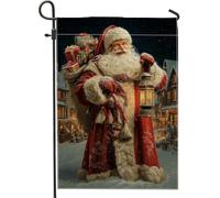 Bandiera da giardino di Babbo Natale, lanterna natalizia natalizia rossa su entrambi i lati, decorativa, per esterni, prato, portico, patio, ingresso, 30,5 x 45,7 cm