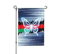 Bandiera da giardino di benvenuto a farfalla blu rossa su entrambi i lati, 71 x 101 cm, bandiera da giardino per esterni, con disegni stagionali, decorazioni per festival per cortile