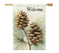 Bandiera da giardino di benvenuto a forma di pigna, decorazione rustica per la stagione autunnale, bandiera da giardino in iuta su entrambi i lati, per la decorazione di casa e patio, 71 x 101 cm