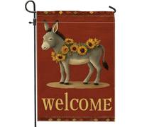 Bandiera da giardino di benvenuto, asino rustico con girasoli, decorazione per esterni, striscione in iuta su entrambi i lati, per la decorazione della casa autunnale, 30,5 x 45,7 cm