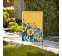 Bandiera da giardino di benvenuto bandiere stagionali resistenti alle intemperie 71 x 101 cm bandiere da esterno su entrambi i lati bandiere da giardino floreali gialle e blu piccole bandiere da