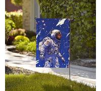 Bandiera da giardino di benvenuto bandiere stagionali resistenti alle intemperie 71 x 101 cm bandiere da esterno su entrambi i lati astronauta nero su blu piccole bandiere da giardino per esterni