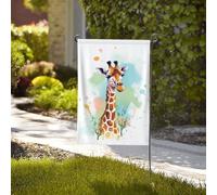 Bandiera da giardino di benvenuto bandiere stagionali resistenti alle intemperie 71 x 101 cm bandiere da esterno a doppia faccia illustrazione artistica giraffa piccole bandiere da giardino per