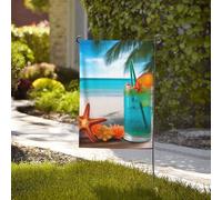 Bandiera da giardino di benvenuto bandiere stagionali resistenti alle intemperie 71 x 101 cm bandiere da esterno double face cocktail tropicale con stelle marine piccole bandiere da giardino per