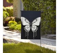 Bandiera da giardino di benvenuto bandiere stagionali resistenti alle intemperie 71 x 101 cm bandiere da esterno a doppia faccia Una farfalla bianca e nera Piccole bandiere da giardino per esterni