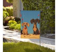 Bandiera da giardino di benvenuto bandiere stagionali resistenti alle intemperie 71 x 101 cm bandiere da esterno su entrambi i lati Due bassotti Piccole bandiere da giardino per esterni bandiera casa