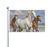 Bandiera da giardino di benvenuto con cavalli che corrono arte, 90 x 150 cm, non sbiadisce, doppia faccia, per casa, cortile, cortile, portico, prato