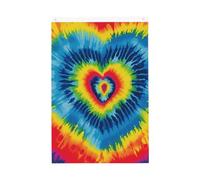 Bandiera da giardino di benvenuto con cuore arcobaleno tinto a nodi, 0,9 x 0,9 m, double face, non sbiadisce, per casa, cortile, cortile, cortile, prato, decorazione esterna