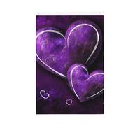 Bandiera da giardino di benvenuto con cuori viola, 0,6 x 0,9 m, non sbiadisce, doppia faccia, per casa, cortile, cortile, portico, prato