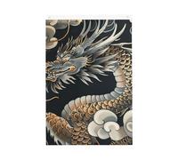 Bandiera da giardino di benvenuto con drago orientale nero, 0,6 x 0,9 m, double face, non sbiadisce, per casa, cortile, cortile, cortile, prato, decorazione esterna