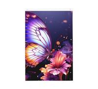Bandiera da giardino di benvenuto con farfalla viola, 0,6 x 0,9 m, doppia faccia, non sbiadisce, per casa, cortile, cortile, cortile, prato, decorazione esterna