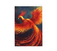 Bandiera da giardino di benvenuto con fenice arancione rossa e rossa, 0,6 x 0,9 m, double face, non sbiadisce, per casa, cortile, cortile, veranda, prato, decorazione esterna